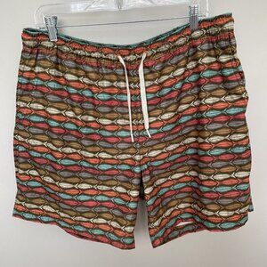 Rainforest Mens Swim Trunks With Mesh Brief Pockets XL Fish Pattern Multicolor